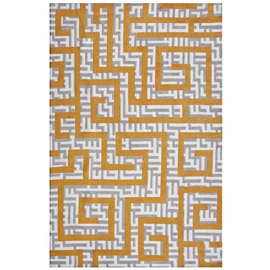 Nahia Geometric Maze 8x10 Area Rug, Ivory, Light Gray and Banana Yellow