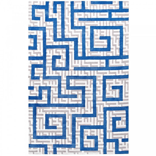 Nahia Geometric Maze 8x10 Area Rug, Ivory, Light Gray and Blue