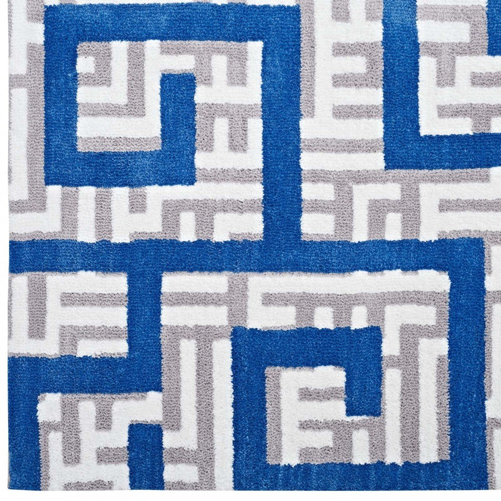 Nahia Geometric Maze 8x10 Area Rug, Ivory, Light Gray and Blue