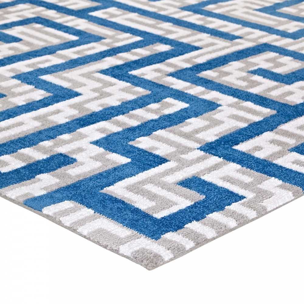Nahia Geometric Maze 8x10 Area Rug, Ivory, Light Gray and Blue