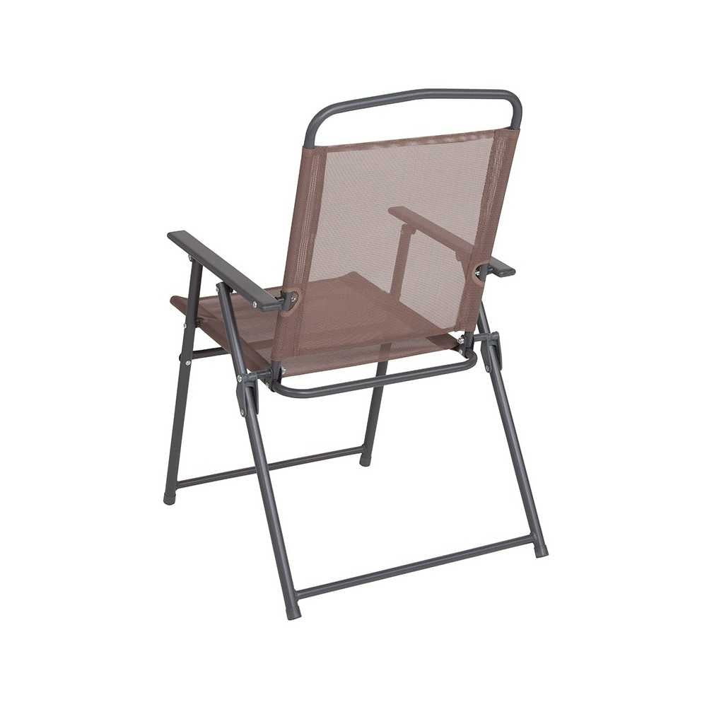 Nantucket 6 Piece Brown Patio Garden Set with Table, Tan Umbrella and 4 Folding Chairs