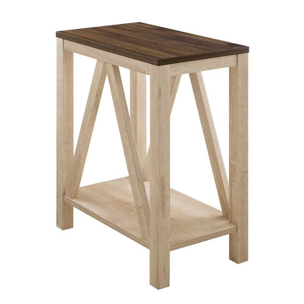 Narrow A Frame Side Table - Dark Walnut/White Oak