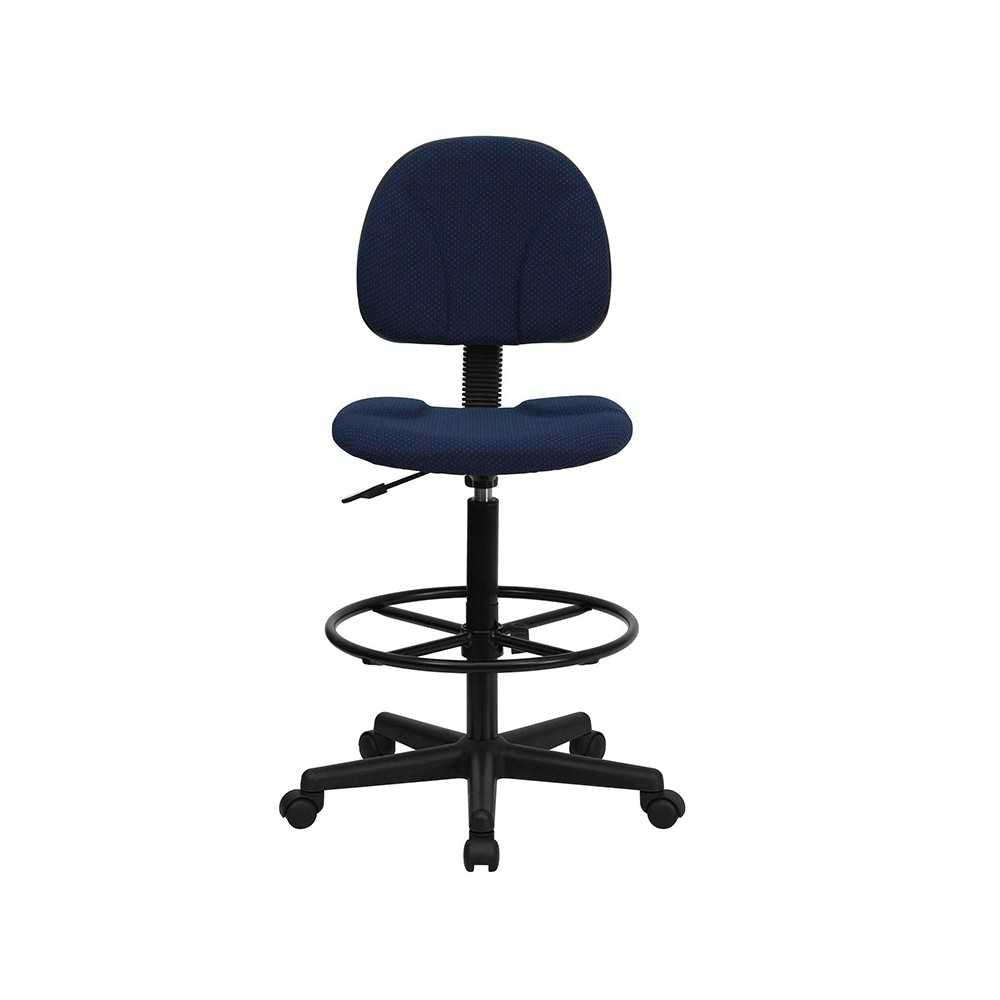 Navy Blue Patterned Fabric Drafting Chair (Cylinders: 22.5''-27''H or 26''-30.5''H)