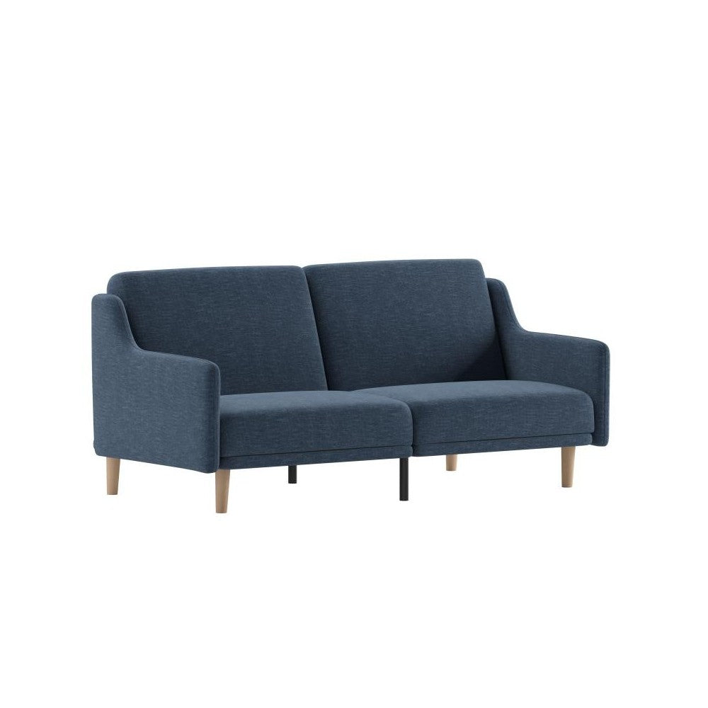 Navy Faux Linen Sofa Futon
