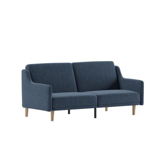 Navy Faux Linen Sofa Futon