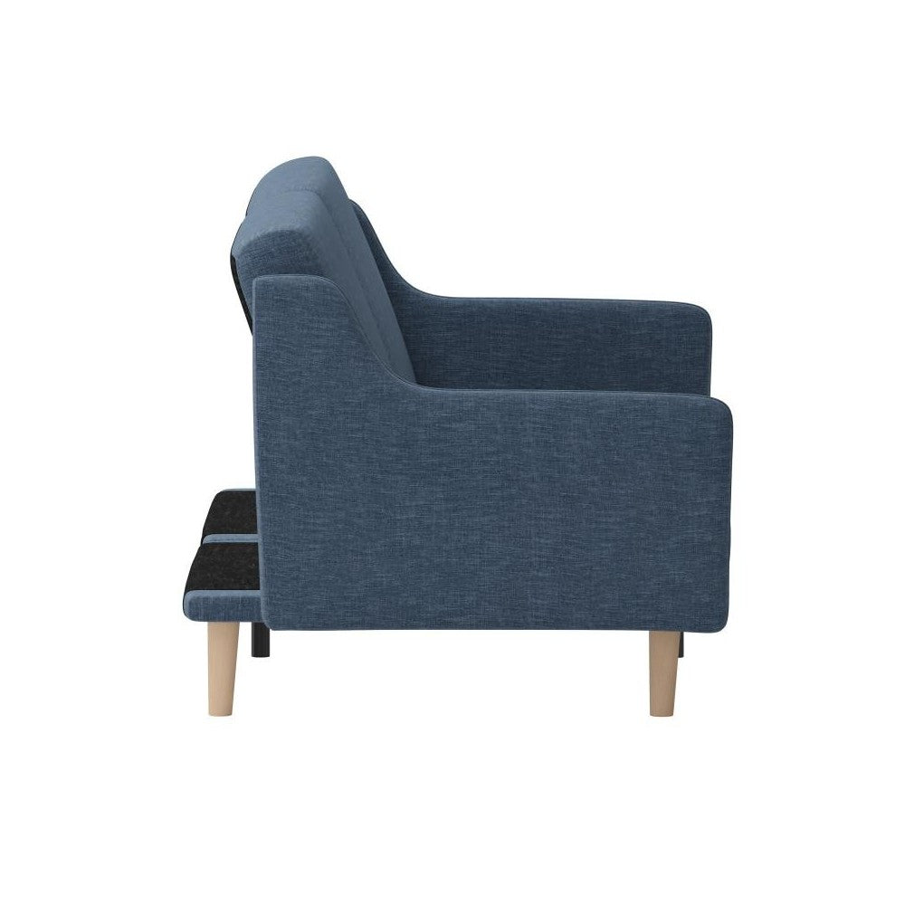 Navy Faux Linen Sofa Futon