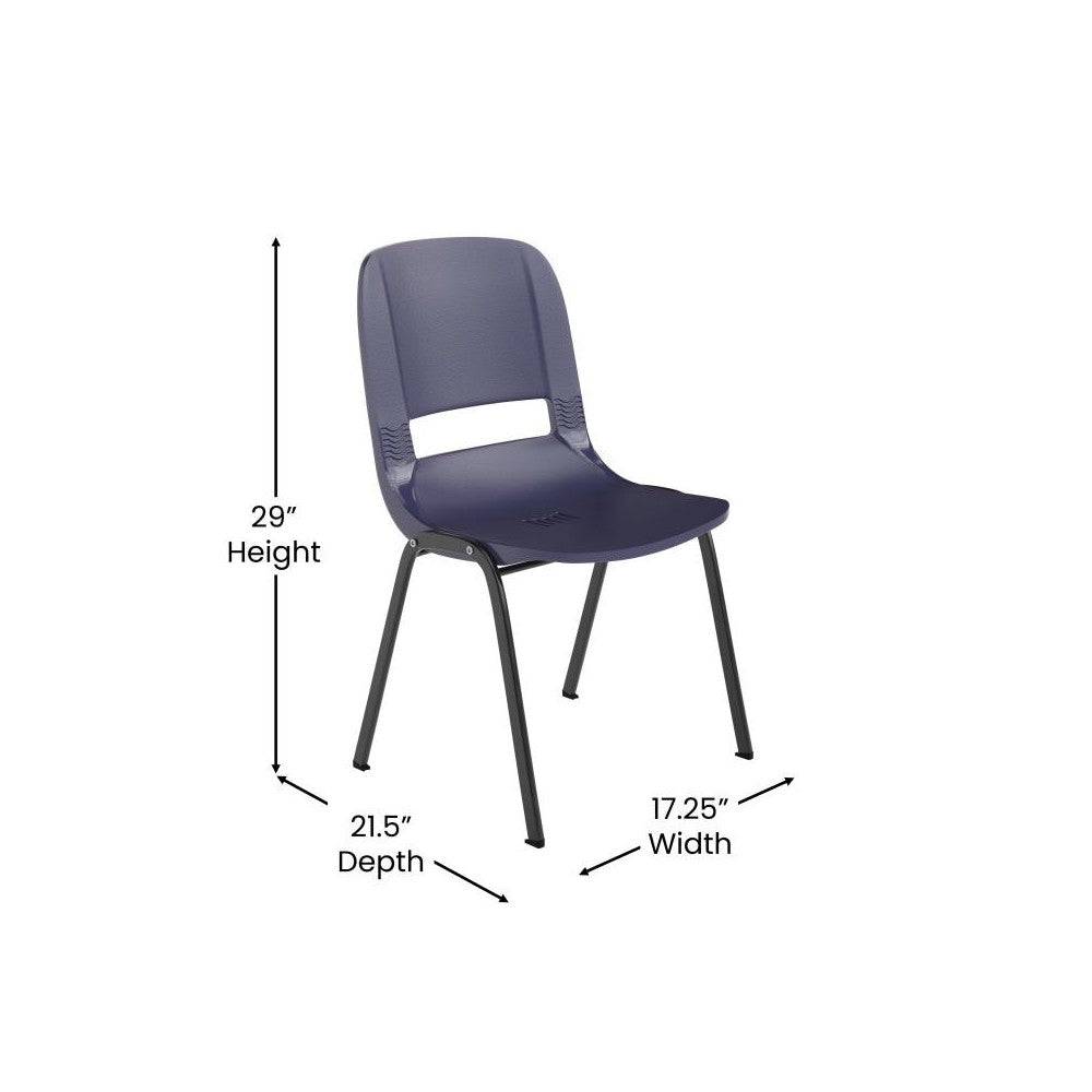 Navy Stack Chair-Black Frame