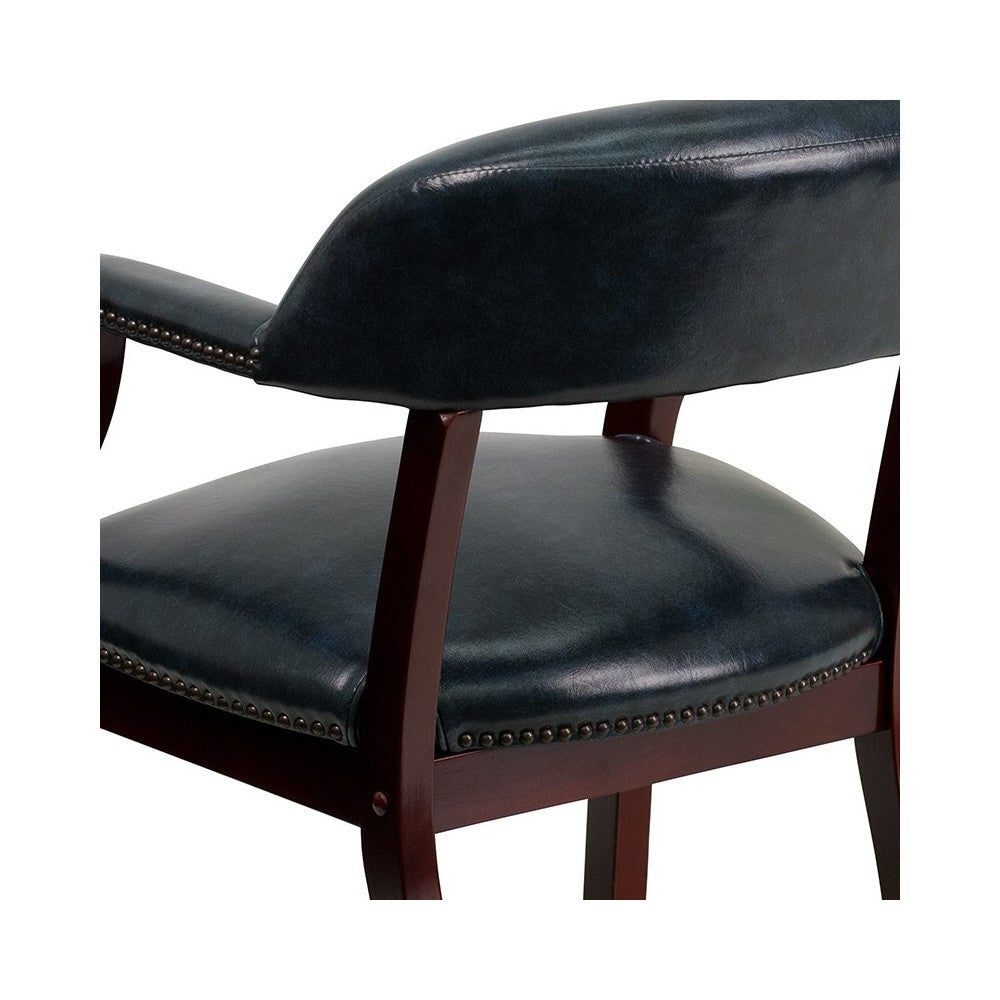 Navy Vinyl Luxurious Conference Chair with Accent Nail Trim