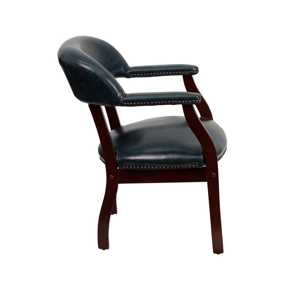 Navy Vinyl Luxurious Conference Chair with Accent Nail Trim