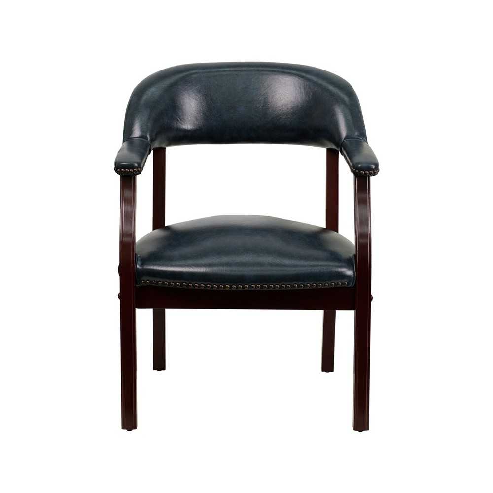 Navy Vinyl Luxurious Conference Chair with Accent Nail Trim