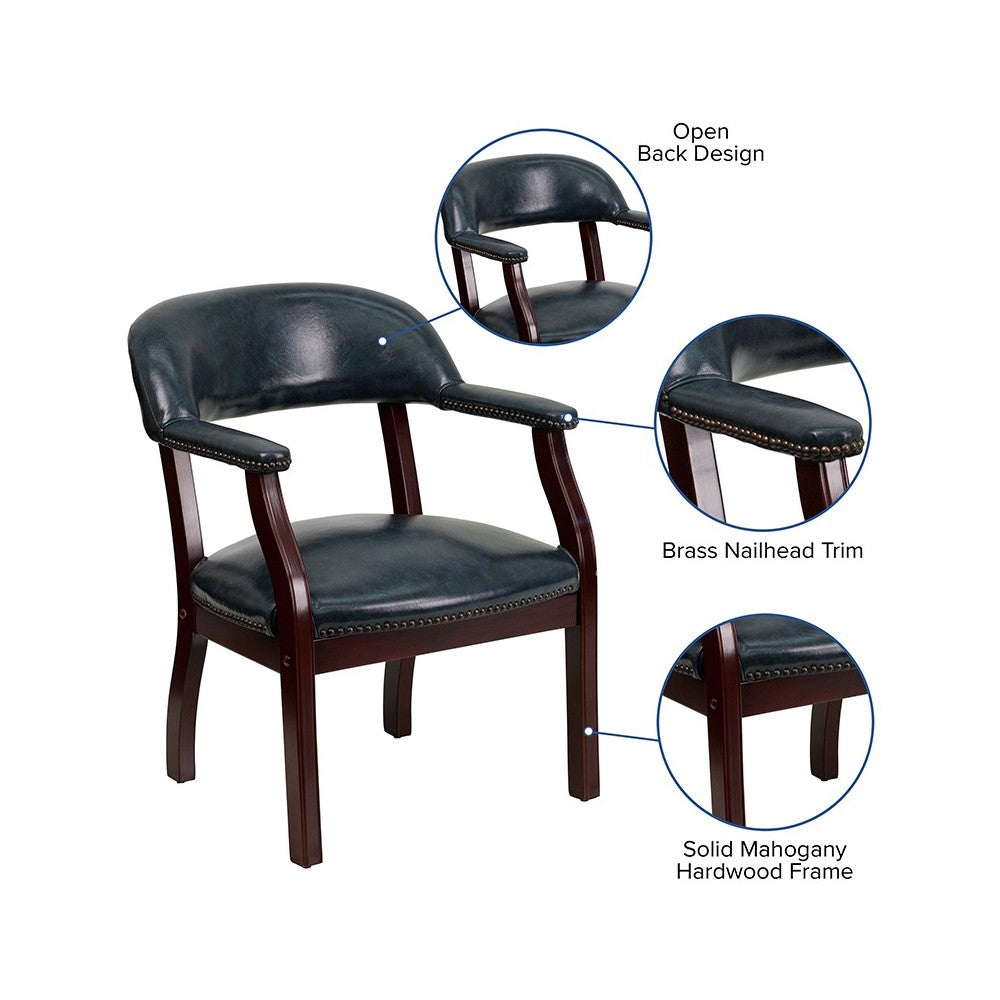 Navy Vinyl Luxurious Conference Chair with Accent Nail Trim