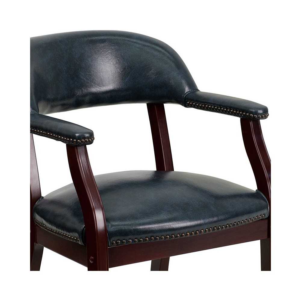 Navy Vinyl Luxurious Conference Chair with Accent Nail Trim