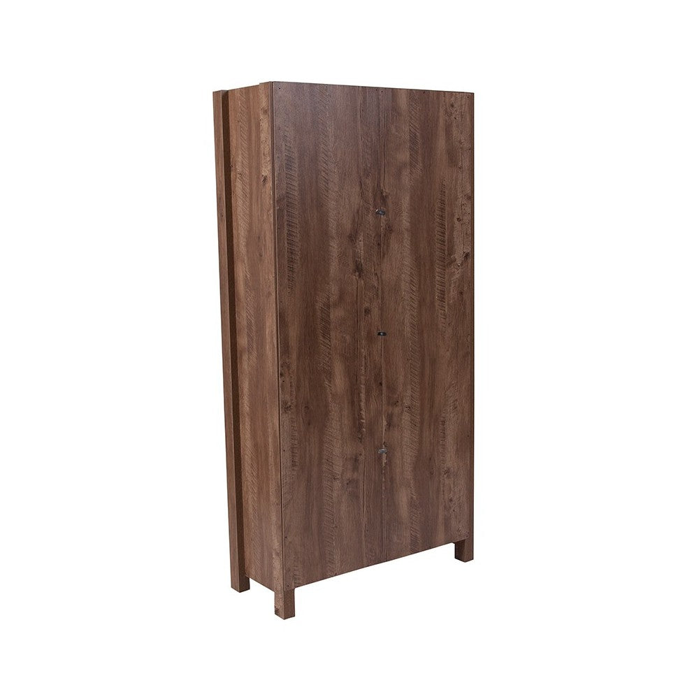New Lancaster Collection 59.5"H 6 Cube Storage Organizer Bookcase with Metal Cabinet Doors in Crosscut Oak Wood Grain Finish
