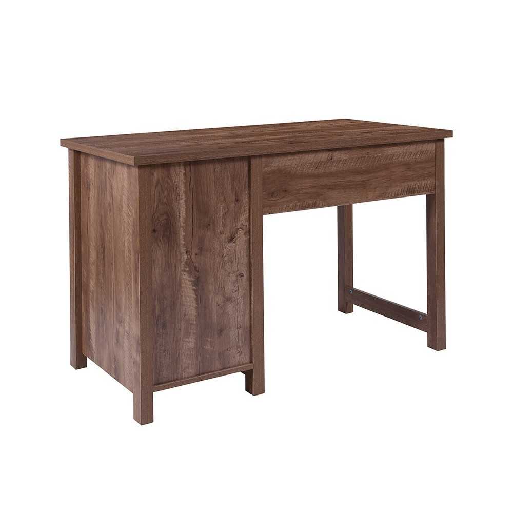 New Lancaster Collection Crosscut Oak Wood Grain Finish Computer Desk with Metal Drawers