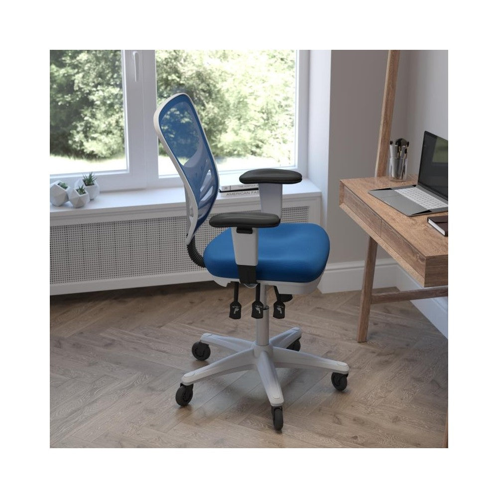 Nicholas Blue Chair with Roller Wheels