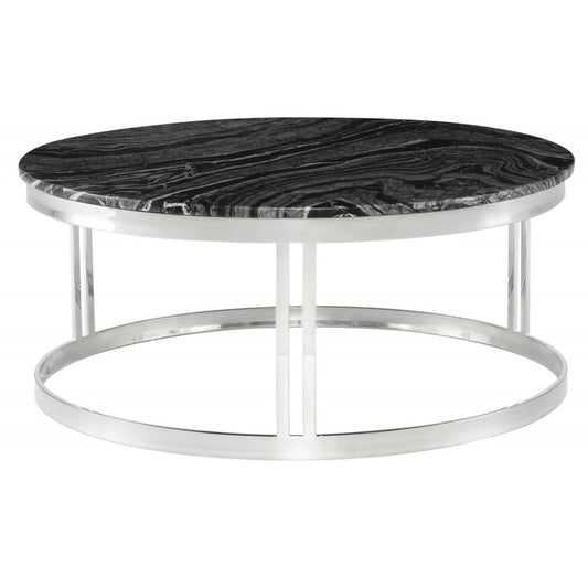 Nicola Black Wood Vein Stone Coffee Table