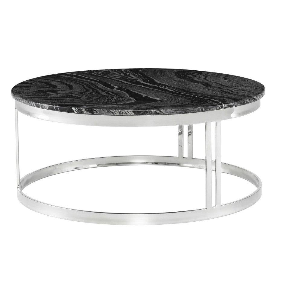 Nicola Black Wood Vein Stone Coffee Table