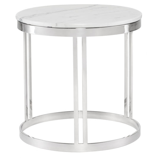 Nicola White Stone Side Table, HGNA422