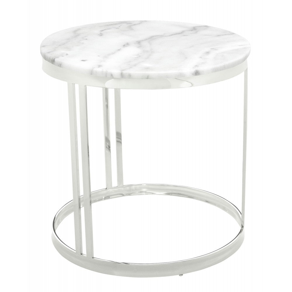 Nicola White Stone Side Table, HGNA422