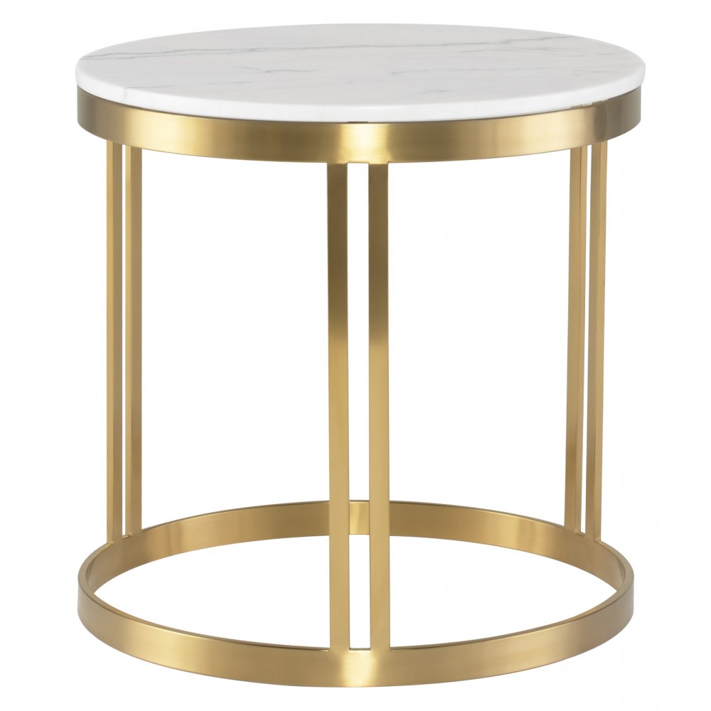 Nicola White Stone Side Table, HGNA424