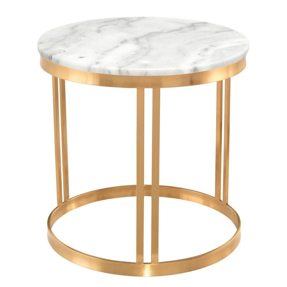 Nicola White Stone Side Table, HGNA424