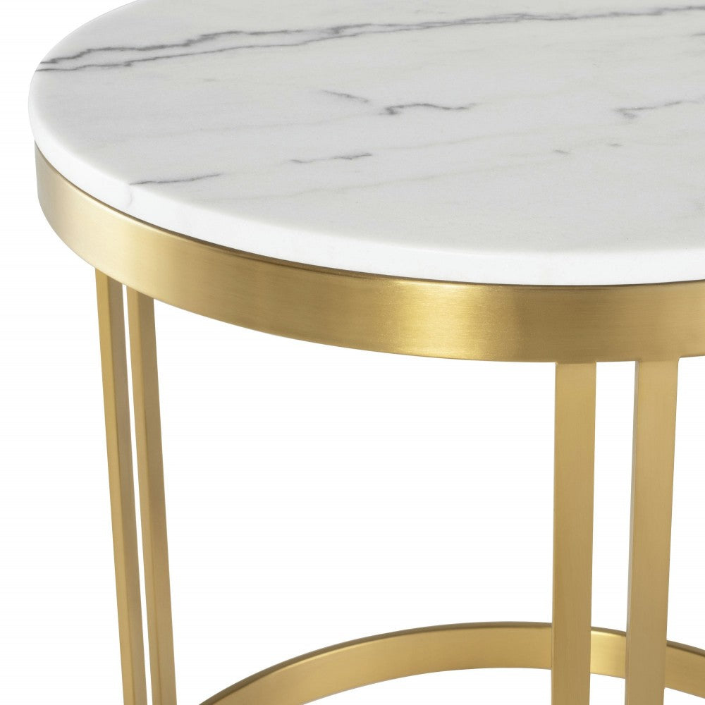 Nicola White Stone Side Table, HGNA424