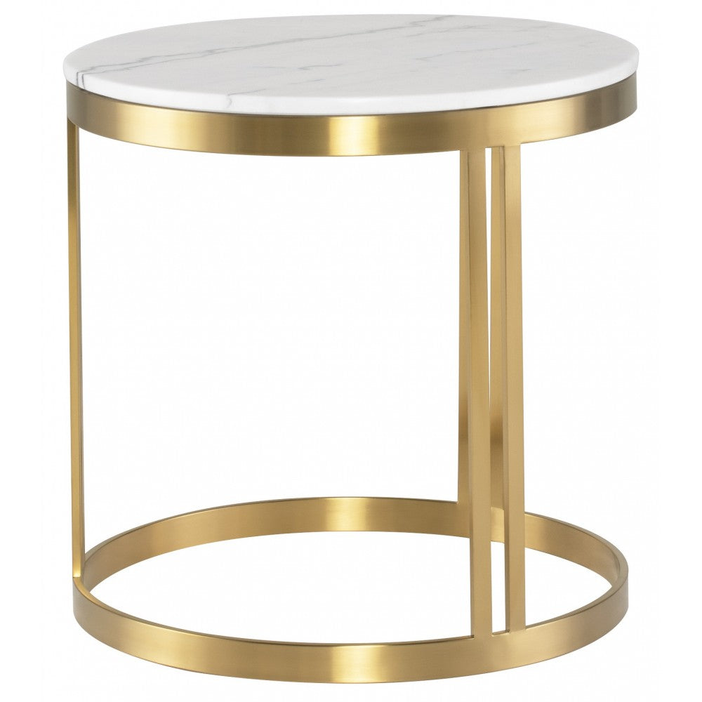 Nicola White Stone Side Table, HGNA424