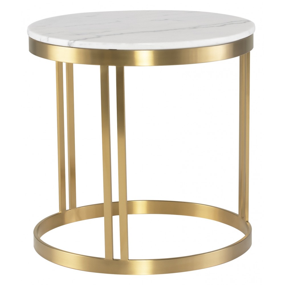 Nicola White Stone Side Table, HGNA424