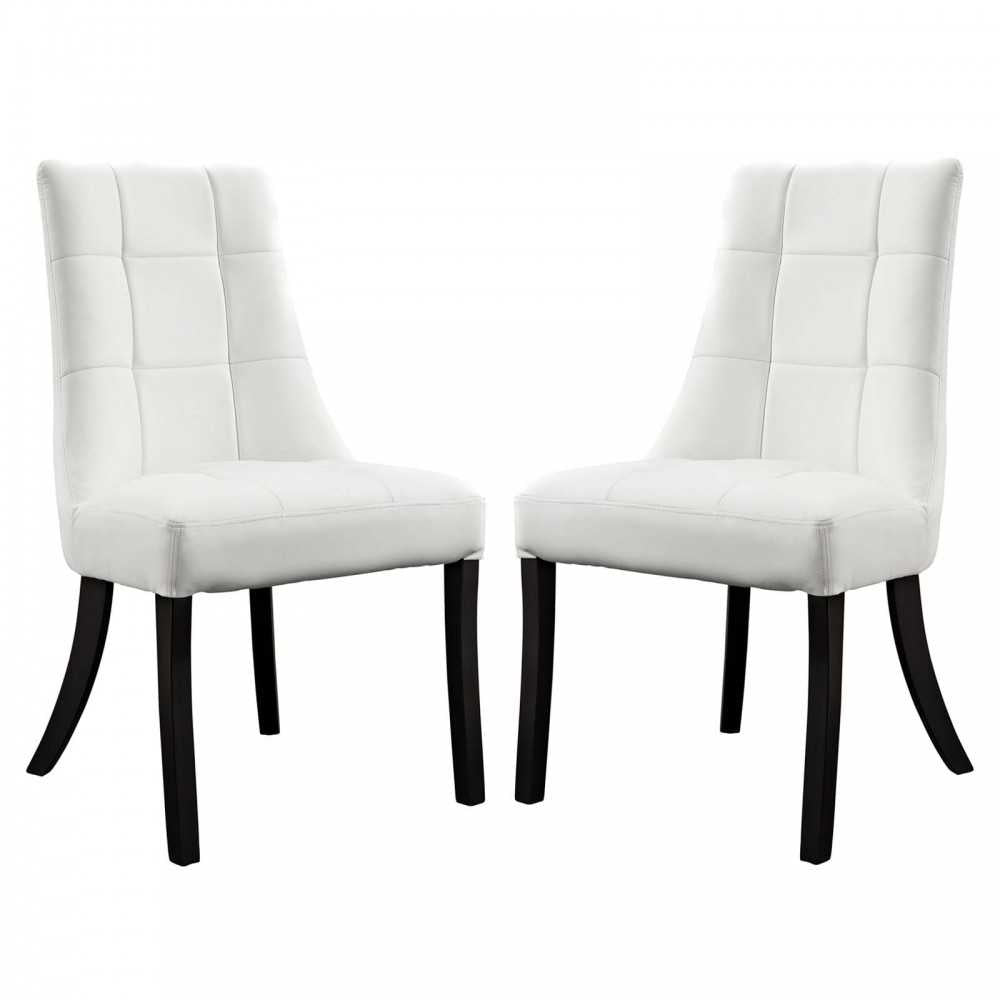 Noblesse Dining Chair Vinyl Set of 2, White