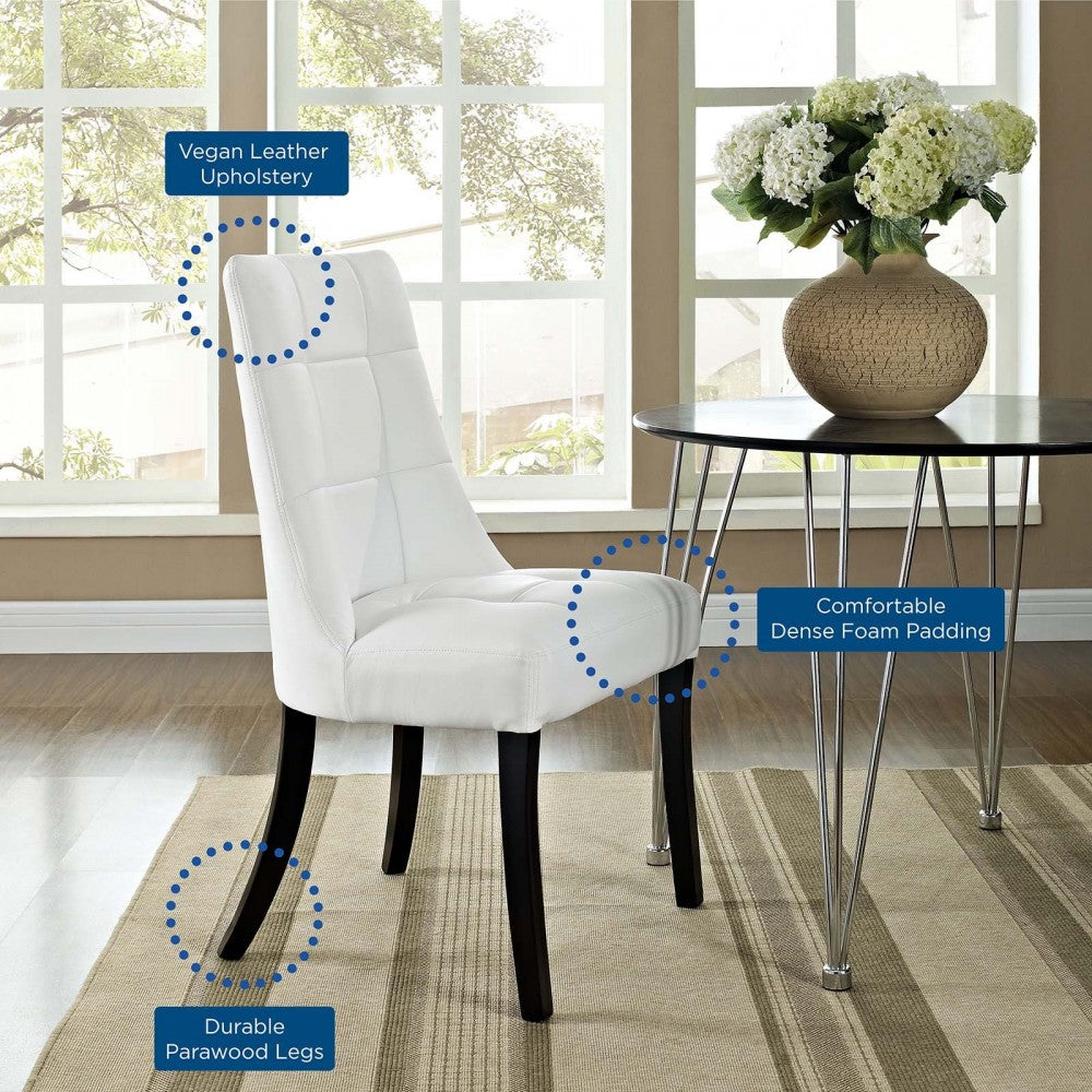 Noblesse Dining Chair Vinyl Set of 2, White