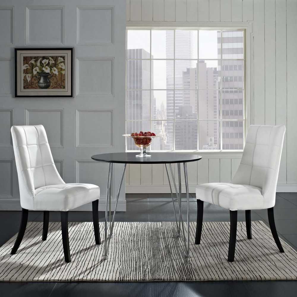 Noblesse Dining Chair Vinyl Set of 2, White