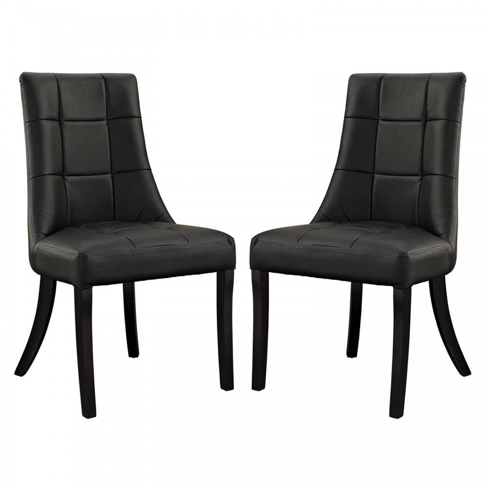 Noblesse Dining Chair Vinyl Set of 2, Black