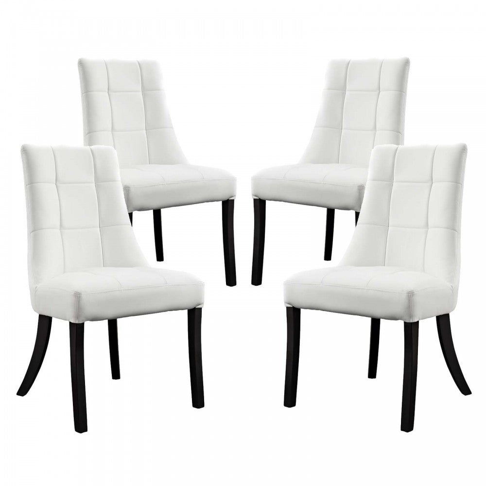 Noblesse Dining Chair Vinyl Set of 4, White