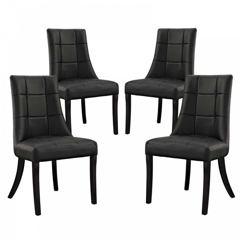 Noblesse Dining Chair Vinyl Set of 4, Black
