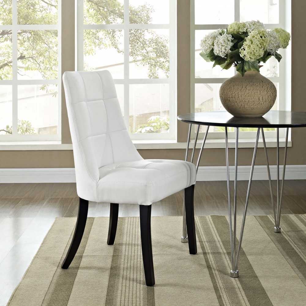 Noblesse Dining Vinyl Side Chair, White