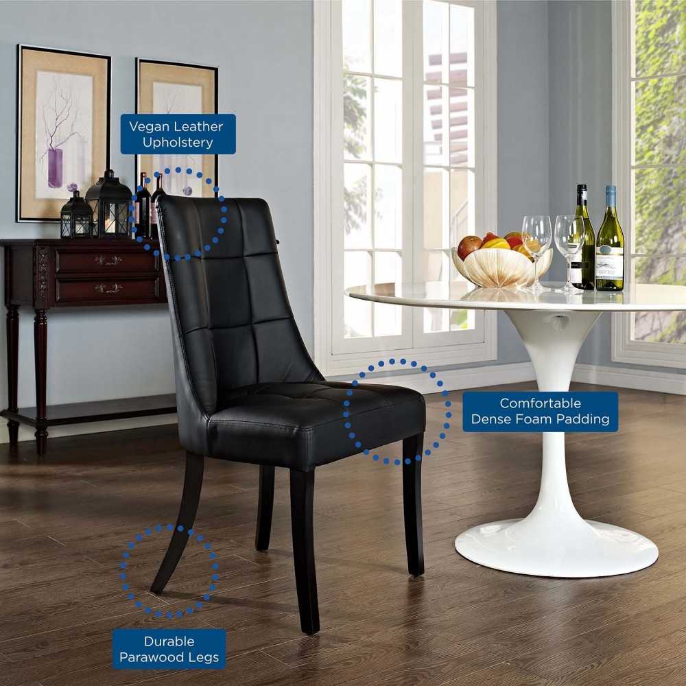 Noblesse Dining Vinyl Side Chair, Black