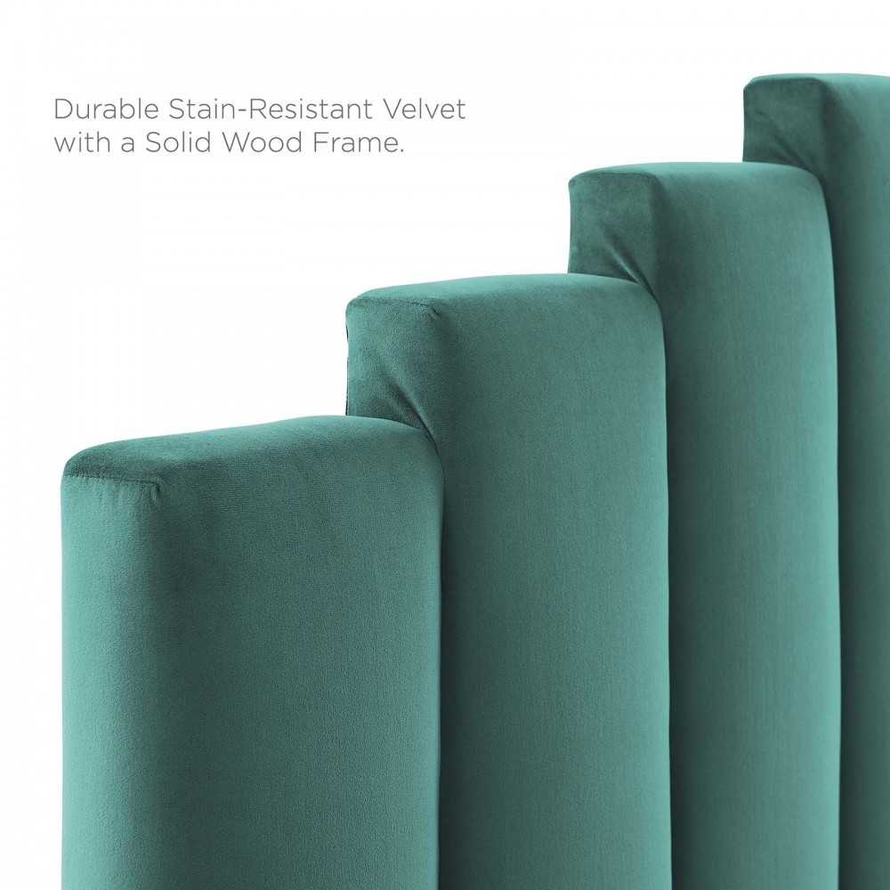 Noelle Performance Velvet Full/Queen Headboard, Teal