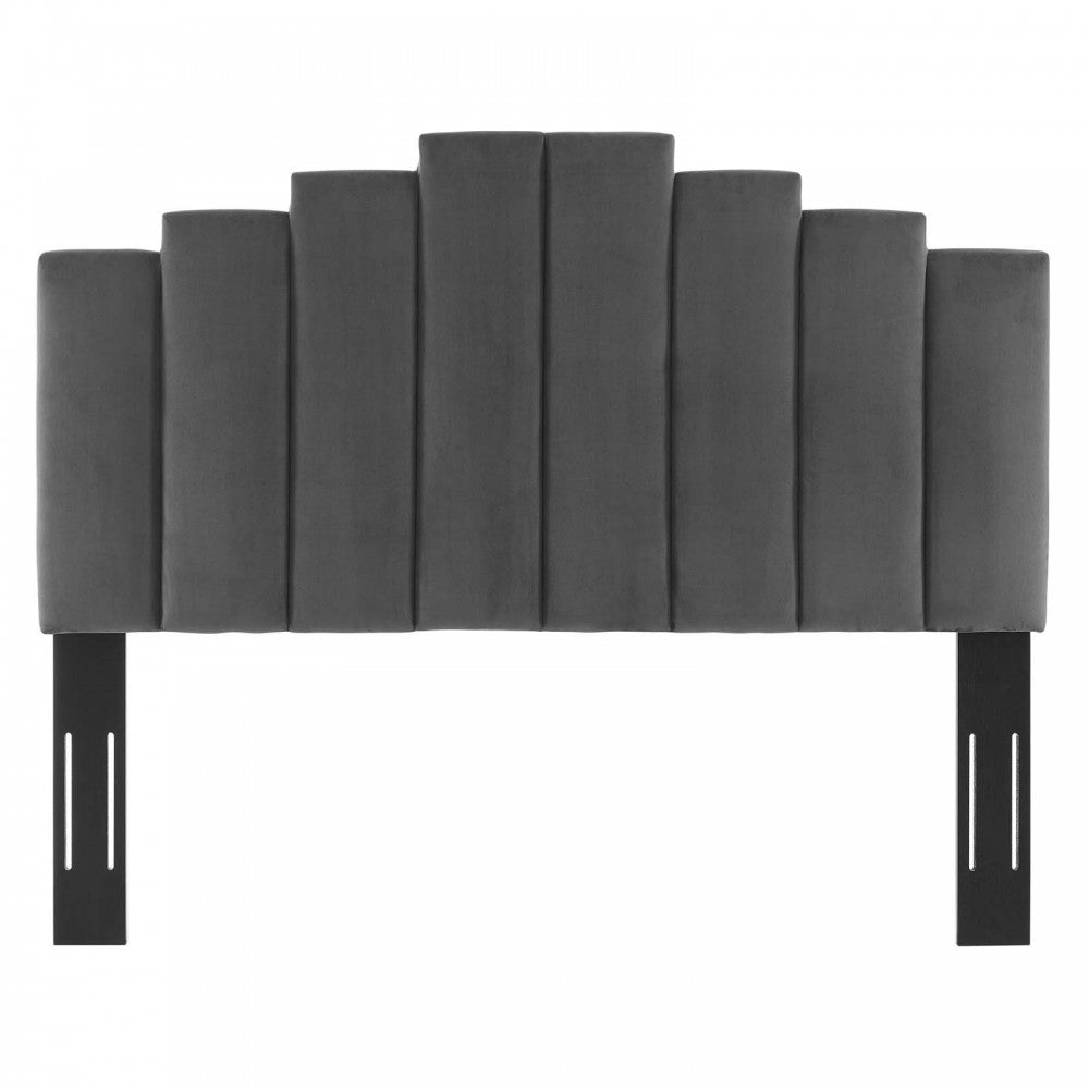 Noelle Performance Velvet Full/Queen Headboard, Charcoal