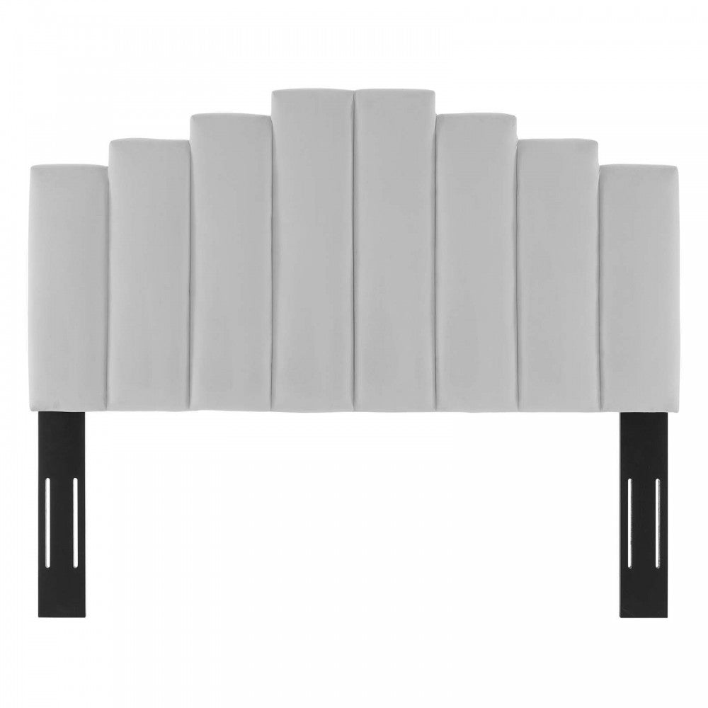 Noelle Performance Velvet Twin Headboard, Light Gray