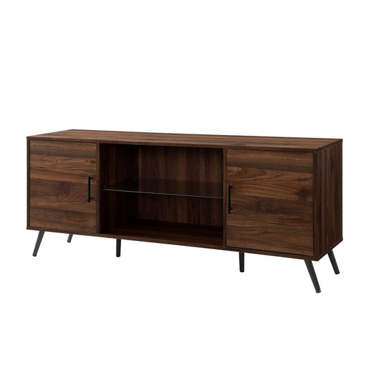 Nora 60" Mid Century Modern 2 Door TV Stand - Dark Walnut