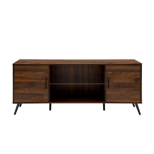 Nora 60" Mid Century Modern 2 Door TV Stand - Pecan