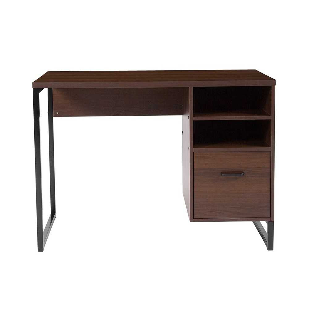 Northbrook Rustic Coffee Wood Grain Finish Computer Desk with Black Metal Frame