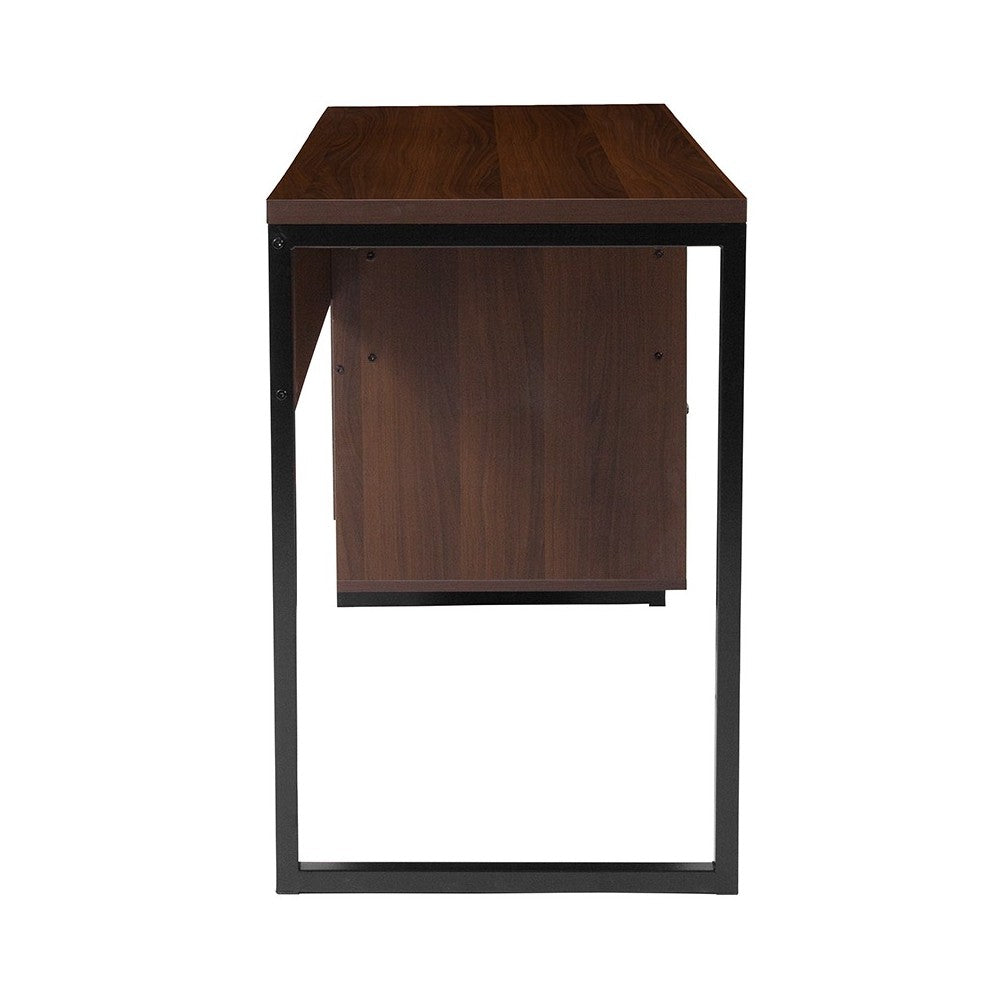 Northbrook Rustic Coffee Wood Grain Finish Computer Desk with Black Metal Frame