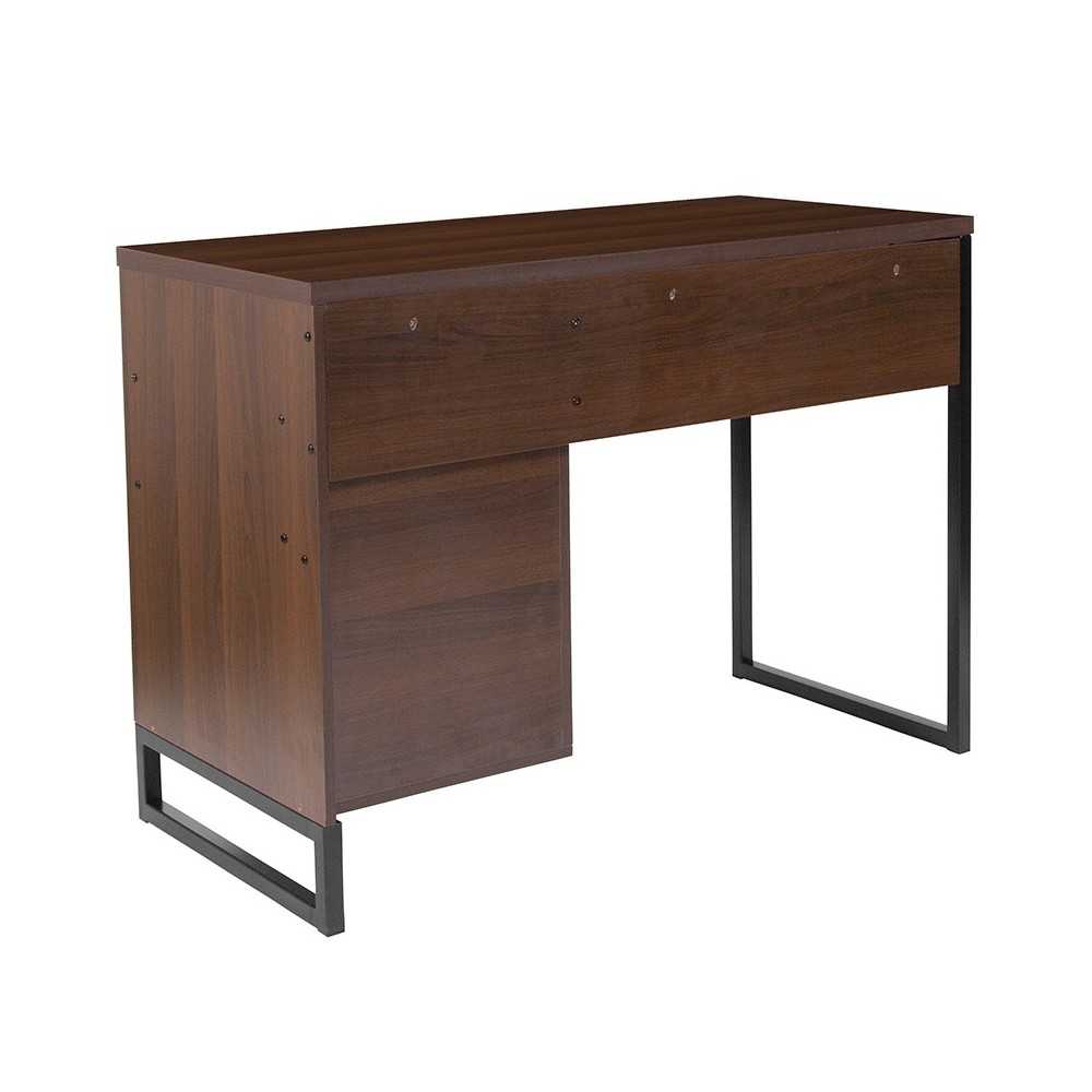 Northbrook Rustic Coffee Wood Grain Finish Computer Desk with Black Metal Frame