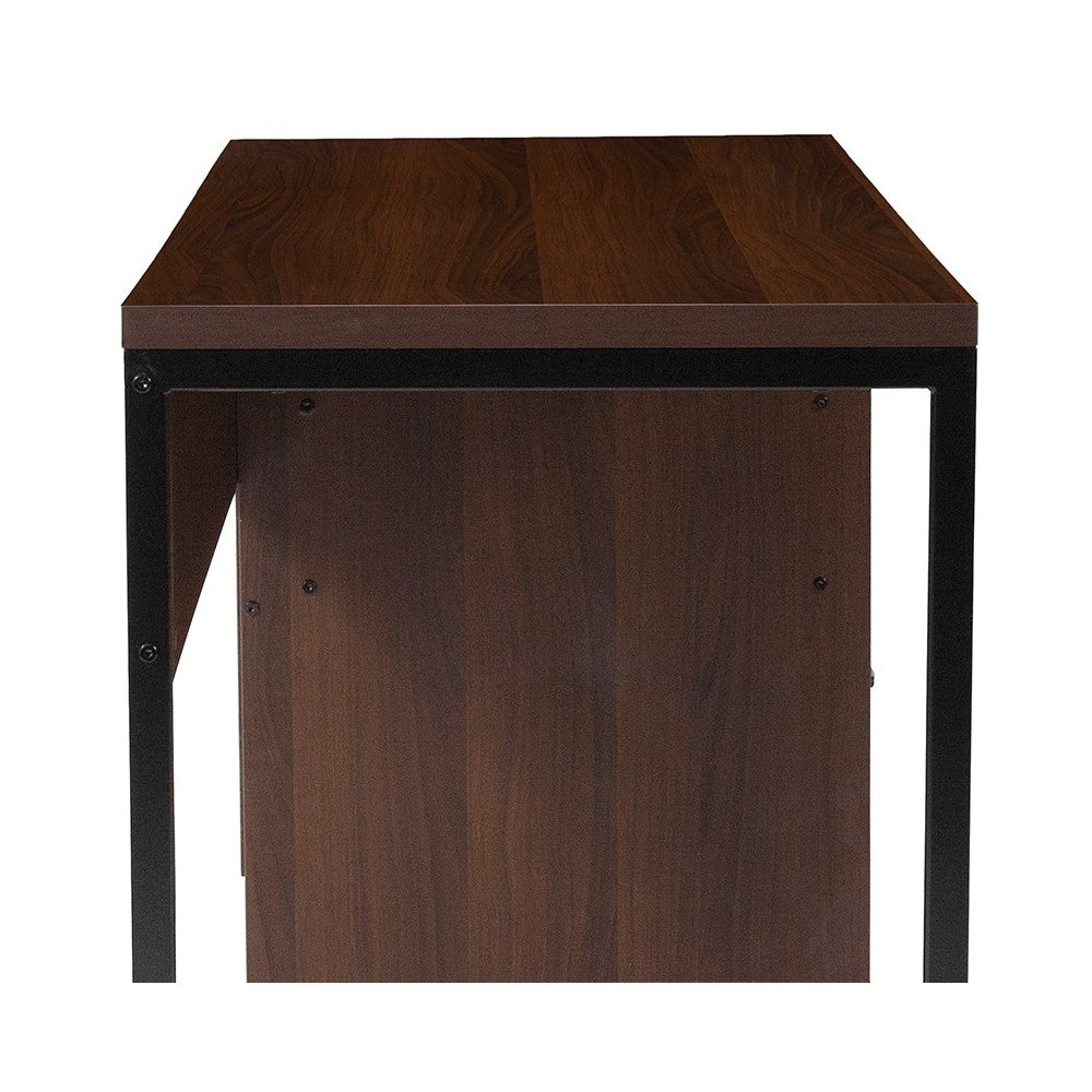 Northbrook Rustic Coffee Wood Grain Finish Computer Desk with Black Metal Frame