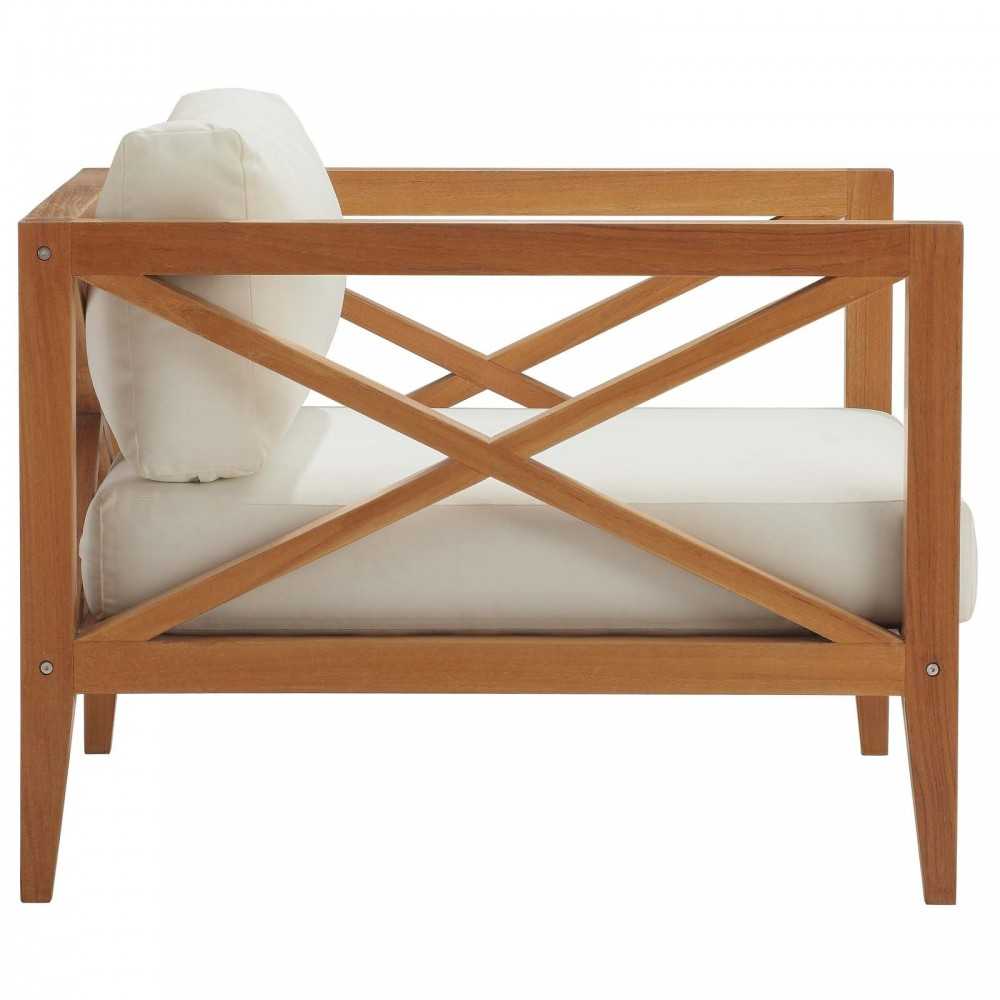 Northlake 7 Piece Outdoor Patio Premium Grade A Teak Wood Set, Natural White, EEI-3625-NAT-WHI-SET