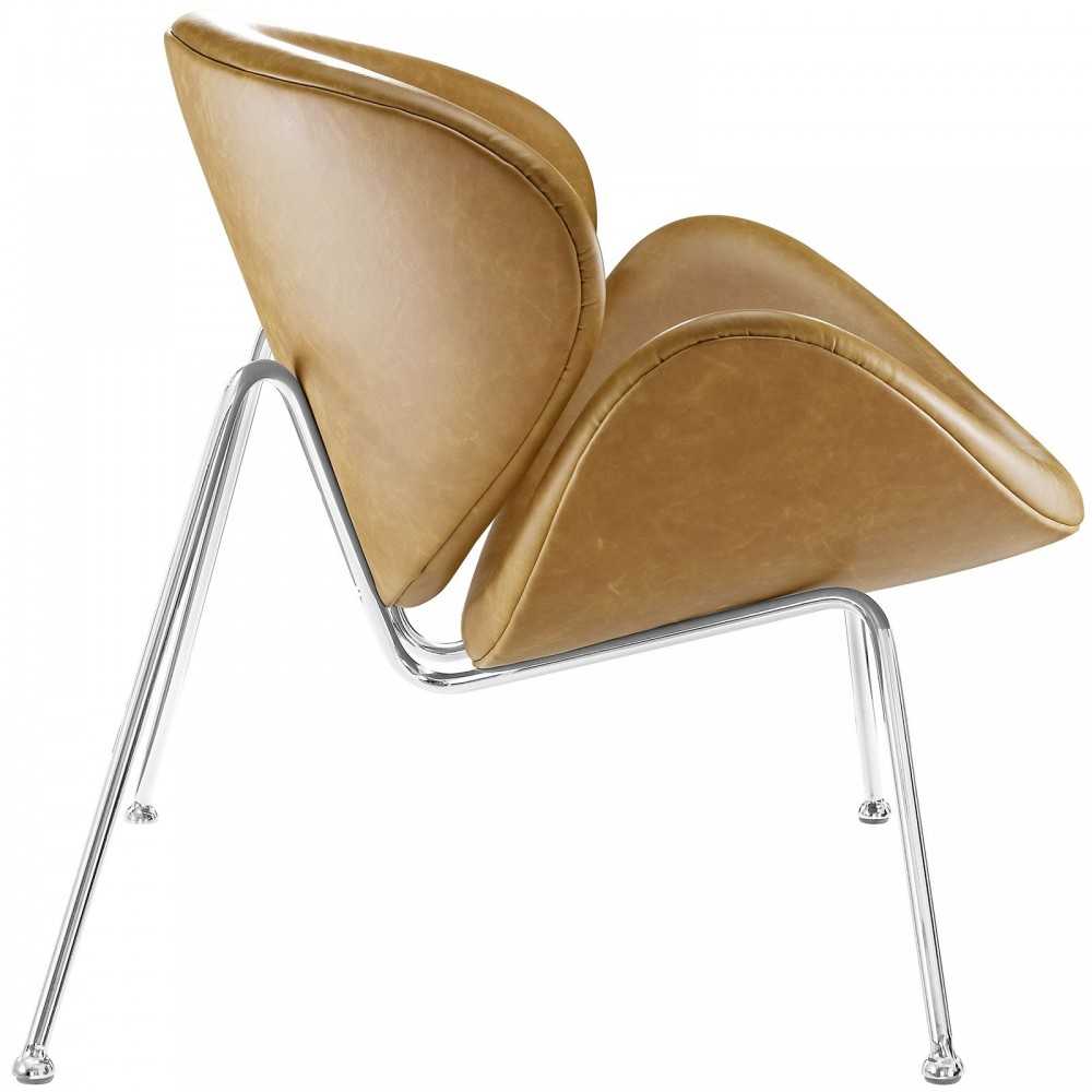 Nutshell Upholstered Vinyl Lounge Chair, Tan