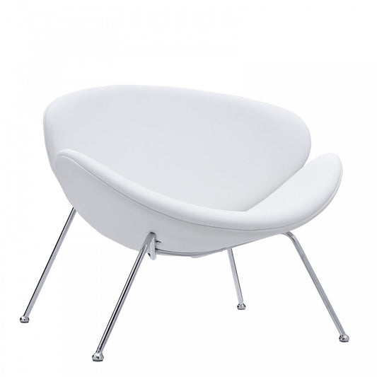 Nutshell Upholstered Vinyl Lounge Chair, White