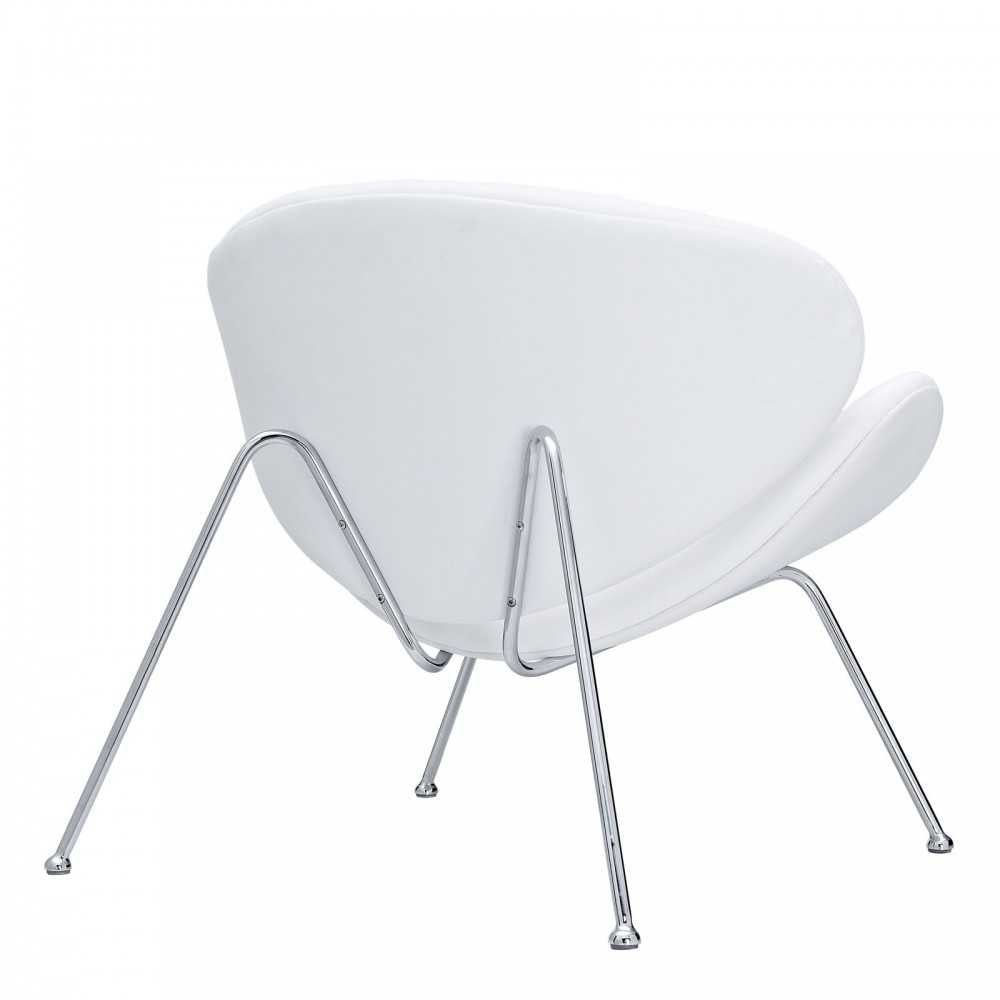 Nutshell Upholstered Vinyl Lounge Chair, White