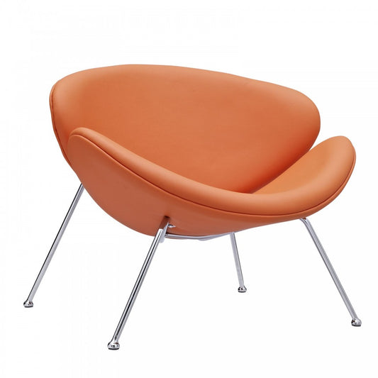 Nutshell Upholstered Vinyl Lounge Chair, Orange